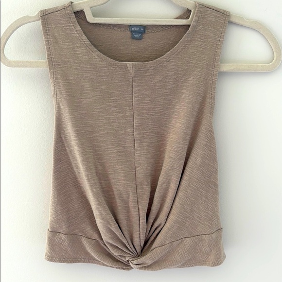 Aerie Tan Crop Tank Top Twist Tie Sleeveless Summer Casual Women’s S/P - Picture 1 of 5